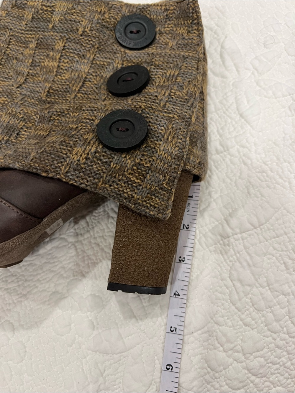 Muk Luks Brown Knit Cuff Heeled Ankle Boots see pics - Picture 3 of 10